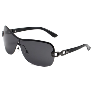 Rimless Oversized Shield Sunglasses With Metal Chain Hinge UV400 Protection Y2K Windproof Sports Eyewear For Men Women