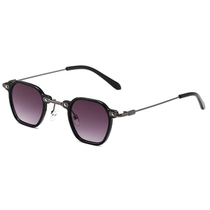 Lunettes de Soleil Rétro Hexagonales Petite Monture Femmes Hommes Vintage Punk Branche en Métal Protection UV400 Mode Pour Voyage Quotidien