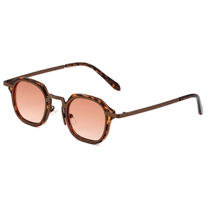 Retro small frame sunglasses with bronze metal rims and tortoise shell temples