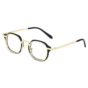 Retro black and gold round sunglasses for men with vintage metal frame and UV protection