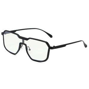 Steampunk irregular geometric metal frame sunglasses in classic black with double bridge