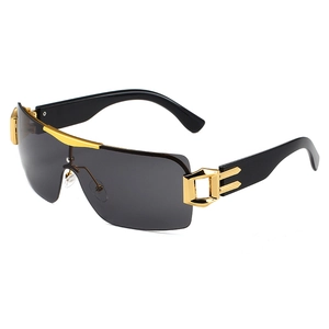 Occhiali Da Sole Shield Senza Montatura Montatura In Metallo Lente PC Protezione UV400 Moda Y2K Per Donna Uomo