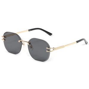 Vintage Luxury Rimless Geometric Sunglasses For Women Men Snake Shape Metal Carved Frame UV400 Gradient Lens Fashion Eyewear