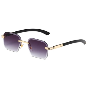 Lunettes de Soleil Carrées Sans Monture à la Mode pour Hommes Femmes UV400 Verre Dégradé Monture en Métal Rétro Style de Luxe Designer