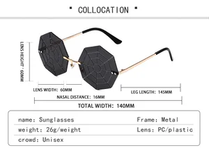 Tableau des tailles pour lunettes de soleil toile d'araignée avec dimensions de la monture