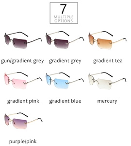 Rimless Y2K butterfly sunglasses available in various gradient lens colors