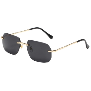 Rimless Geometric Sunglasses Irregular Gradient PC Lens Metal Frame Vintage Fashion Unisex Outdoor UV400