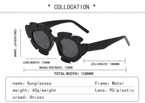 Tableau des tailles pour lunettes de soleil tournesol avec mesures du cadre en métal