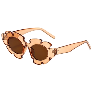 Lunettes de soleil fleur tendance en finition ambre translucide pour femmes