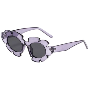 Lunettes de soleil violettes en forme de fleur avec verres ronds pour filles et ados