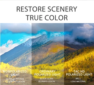Comparaison de verres polarisés montrant la clarté TAC HD et la protection UV sur paysage
