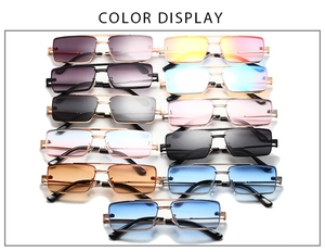Multiple color options of metallic rectangular sunglasses with stylish small frames