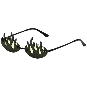 Gafas de sol de llama hip hop con lentes dobles y montura de metal negro estilo callejero