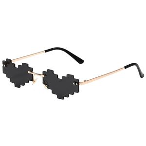 Lunettes De Soleil Coeur Pixel Sans Monture Mosaïque Fête Cadre Métallique Tendance Pour Femmes Hommes