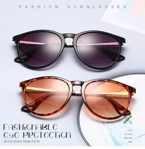 Detail of retro pilot sunglasses with blue light protection and gradient lenses