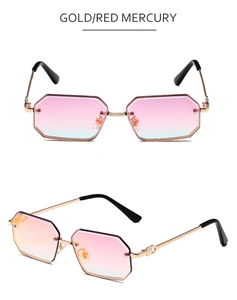 Detailansicht der goldenen achteckigen Metallsonnenbrille mit Verlaufsgläsern