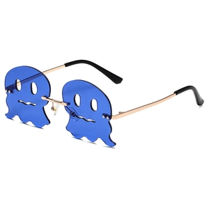 Lustige goldene Oktopus-Geist-Sonnenbrille mit dunkelblauen Gläsern für Party und Rave