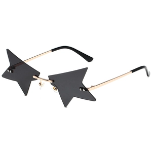 Lunettes de Soleil Unisexe sans Monture Forme d'Étoile Pentagramme Créatif Monture en Métal Lentille PC Lunettes UV400