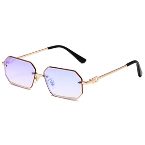 Mode Polygon Randlose Sonnenbrillen Für Damen Herren Metallrahmen PC Glas UV400 Schutz Trendige Hip Hop Octagonal Brille