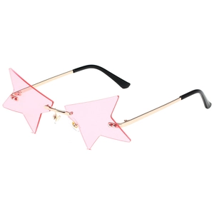 Lunettes de soleil étoile sans monture avec verres roses et monture en métal doré