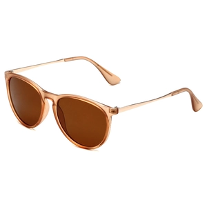 Retro aviator sunglasses with translucent tea frames and sleek gold metal temples