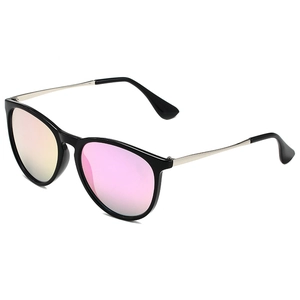 Retro full-frame aviator sunglasses with pink-purple gradient lenses and silver metal arms