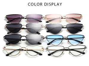 Lunettes de soleil œil de chat en métal avec huit couleurs de verres et montures fines élégantes