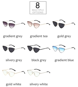 Détails de huit variantes de couleurs pour ces lunettes de soleil tendance œil-de-chat