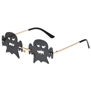 Geist Form Randlose Sonnenbrille Metallrahmen UV400 Schutz Originelle Mode Brillen Für Halloween Party Bühne Männer Frauen