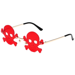 Occhiali da Sole Creativi a Forma di Teschio Senza Montatura in Metallo per Feste Uomo Donna Halloween Punk Decorativi