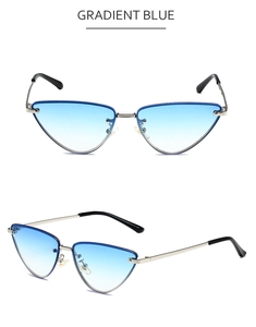 Lunettes de soleil œil de chat avec verres dégradés bleus et monture en métal argenté
