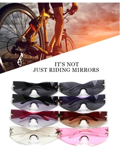 Détail de lunettes de soleil sans monture avec étoiles en couleurs variées pour le sport