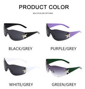 Quatre options de couleurs pour lunettes de soleil Y2K sans monture avec étoile argentée