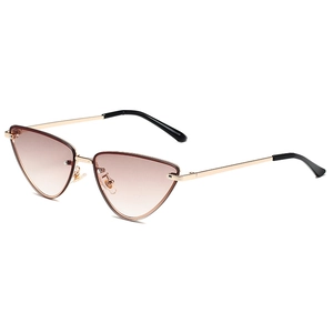 Lunettes de soleil œil de chat sans monture avec verres dégradés marron et métal doré