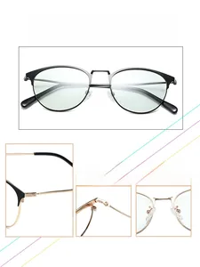 Vue détaillée des lunettes anti-lumière bleue avec charnières dorées et plaquettes