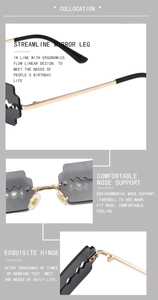 Detail of streamlined golden temples and comfortable nose pads on blade-shaped sunglasses