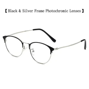 Lunettes demi-cerclées noir et argent avec verres photochromiques anti-lumière bleue