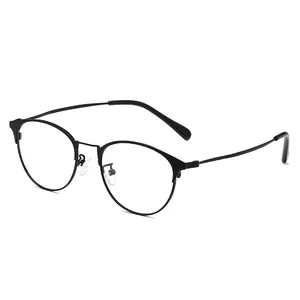 Lunettes minimalistes à monture en métal noir avec verres photochromiques et anti-lumière bleue