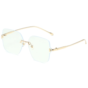 Rimless Square Blue Light Blocking Glasses Metal Frame Geometric Clear Lens Fashion Eyewear For Women