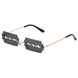 Razor Blade Shaped Sunglasses Rimless Metal Frame UV400 Trendy Punk Streetwear Eyewear Party Prop For Women Men