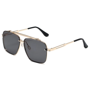 Classic double-bridge metal aviator sunglasses with polarized lenses in gold and black