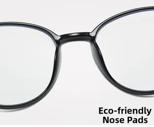 Detail of eco-friendly integrated nose pads on black vintage metal glasses frames