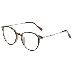 Retro tortoise tea frame blue light blocking glasses with slim silver metal temples
