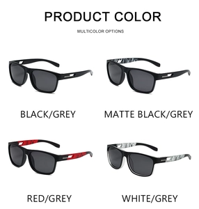 Détails de quatre variantes de lunettes de soleil de sport polarisées avec branches à motifs
