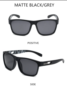Vues détaillées de lunettes de soleil de sport polarisées noir mat avec des verres gris