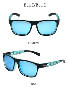 Vues détaillées de face et de profil de lunettes de soleil sport polarisées noires