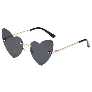 Rimless Heart Shaped Sunglasses Metal Frame PC Lens UV400 Protection Y2K Trendy Party Eyewear For Women