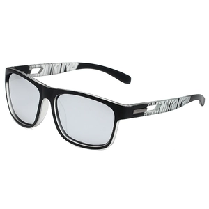 Lunettes de soleil de sport polarisées avec monture noire et branches marbrées