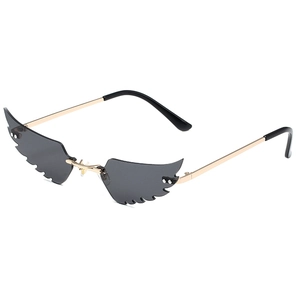 Wing Shaped Sunglasses Rimless Metal Frame UV400 Protection Trendy Novelty Hip Hop Party Eyewear For Men And Women