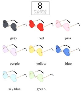 Multiples options de couleurs pour lunettes de soleil cœur sans monture en métal